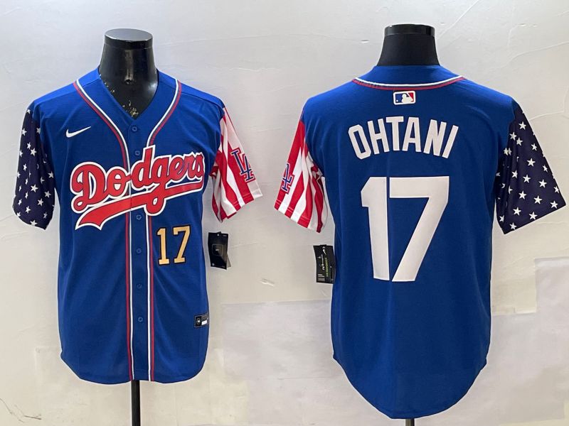 Men Los Angeles Dodgers #17 Ohtani Blue a generation of national flags Joint name 2025 Nike MLB Jersey style 9->los angeles dodgers->MLB Jersey